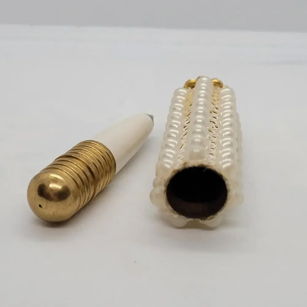 Vintage Faux‎ Pearl Rhinestone Purse Pen Glam Vanity Accessory Elegant Gift